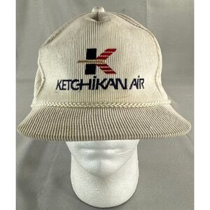Vintage Ketchikan Air White Corduroy Snapback Hat Yupoong Northstar OSFA Korea
